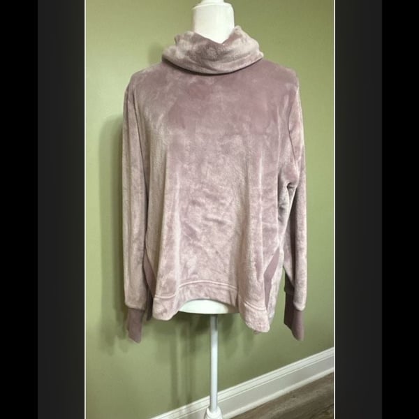 Athleta Double Cozy Karma Funnel Neck Sweatshirt Flora Mauve Size L
