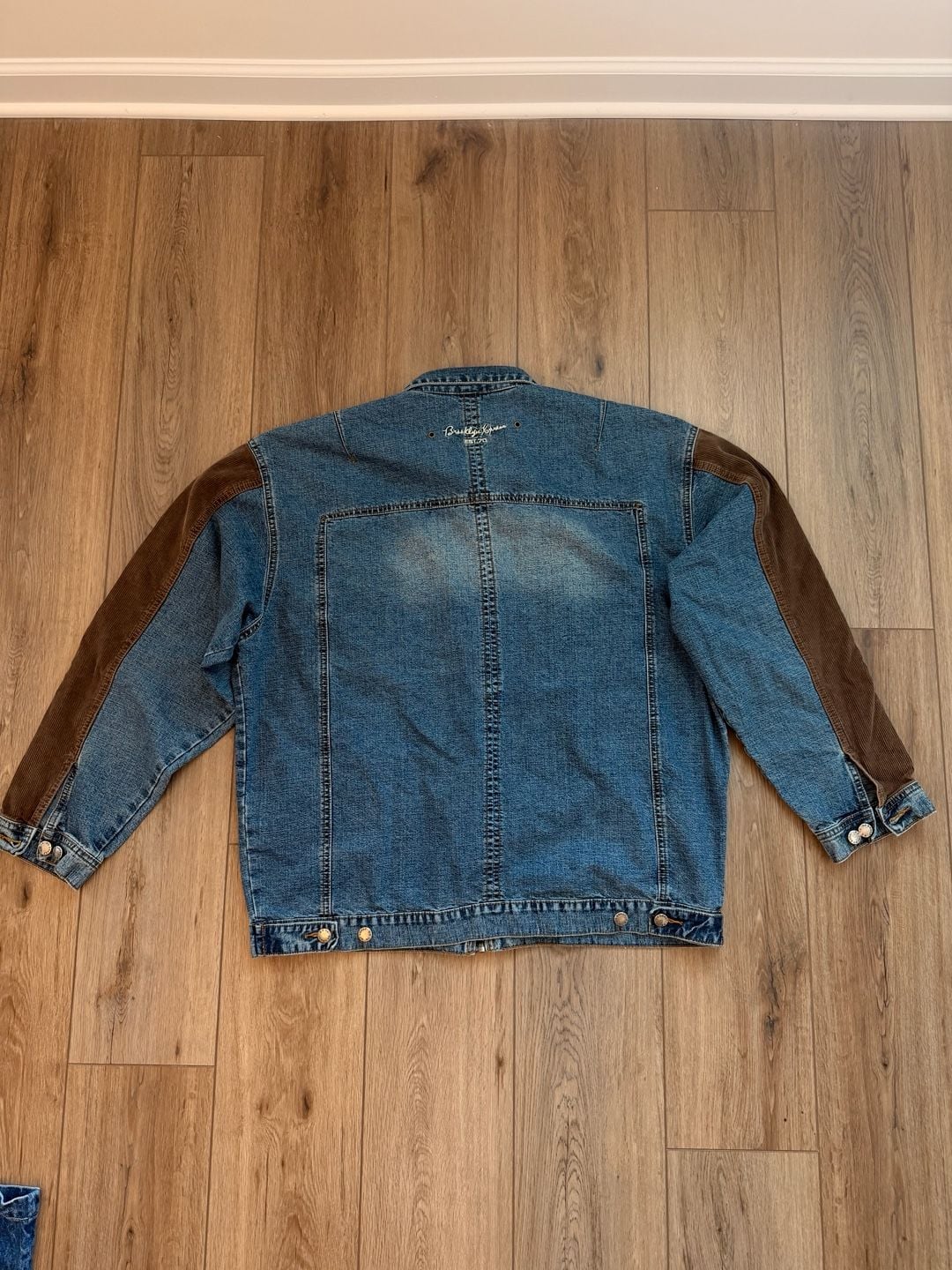 Brooklyn Xpress Vintage 90s Y2K Blue Denim & Corduroy Trim Zip Jacket 4