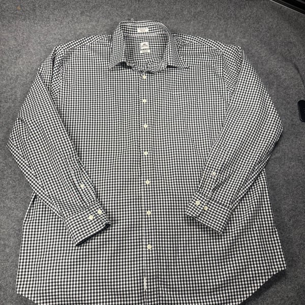 Peter Millar Nanoluxe Easycare Black White Gingham Check Dress Shirt XXL