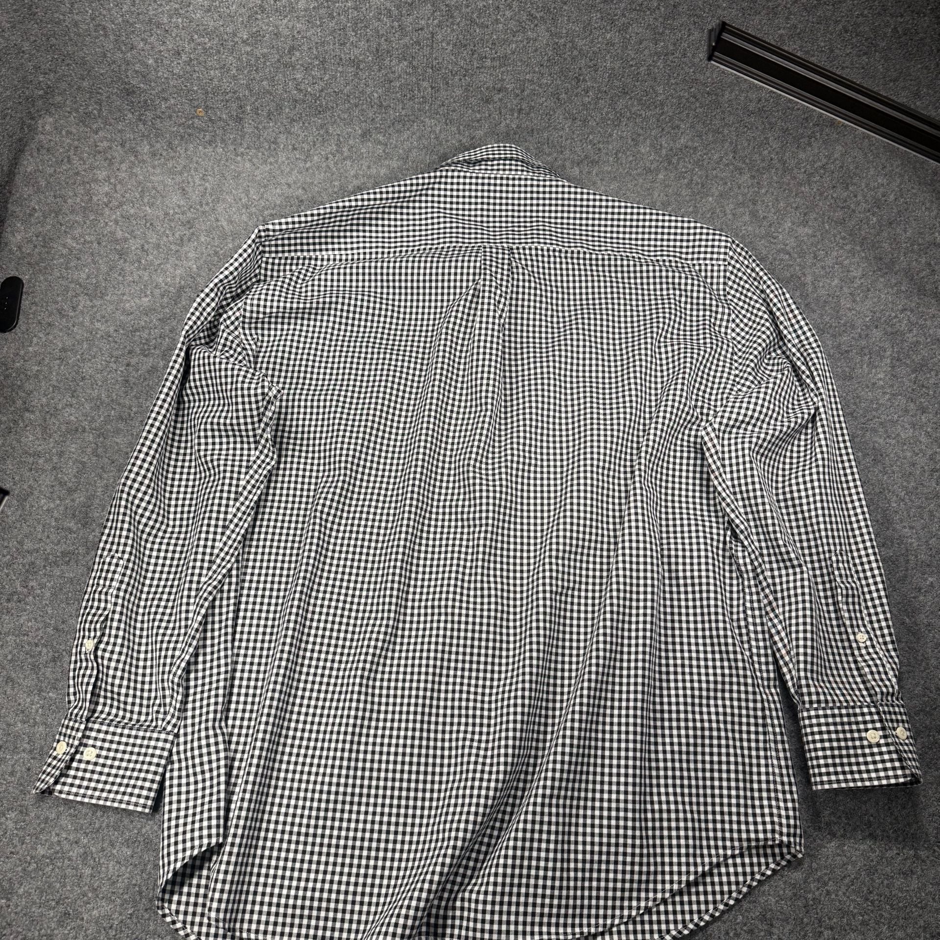 Peter Millar Nanoluxe Easycare Black White Gingham Check Dress Shirt XXL 10