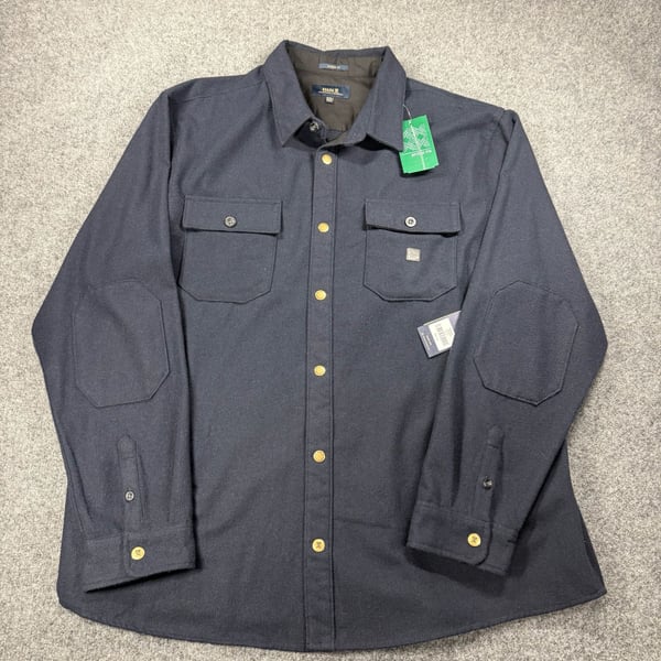 Roark Nordsman Classic Fit Navy Blue Comfort Wool Flannel Shirt XXL