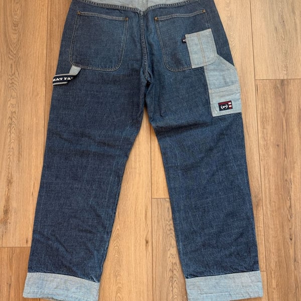 Vintage Phat Farm Baggy Carpenter Jeans Patchwork Denim Wide Leg