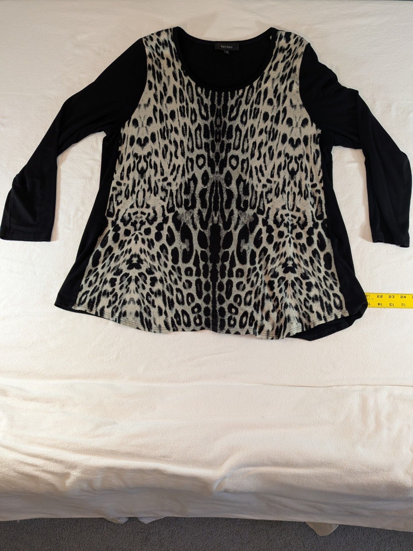 Karen Kane Leopard Print Contrast 3/4 Sleeve Blouse Tunic 2X 2