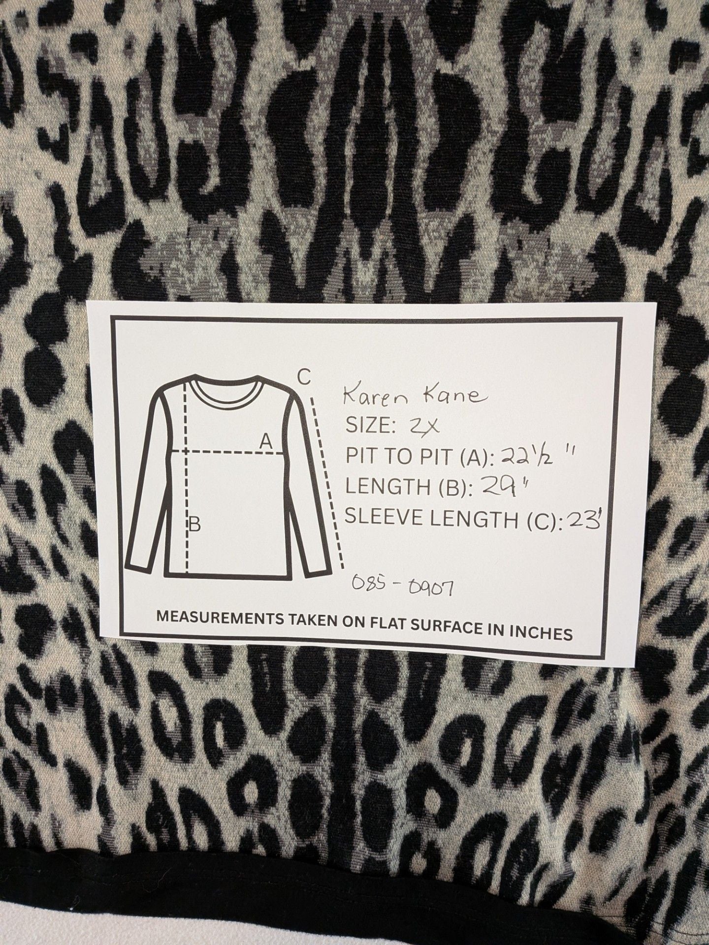 Karen Kane Leopard Print Contrast 3/4 Sleeve Blouse Tunic 2X 4