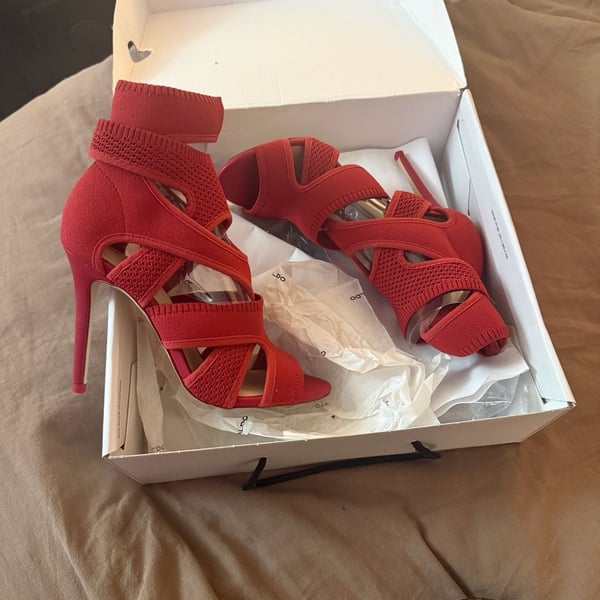 Aldo Traelian Red Fabric Stiletto Heeled Sandals