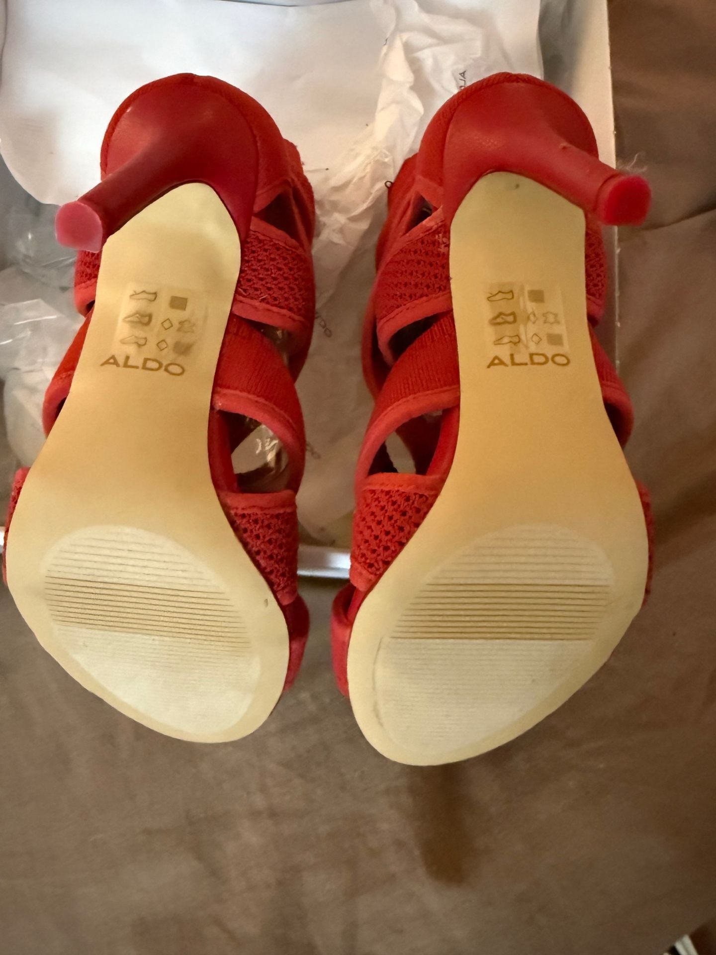 Aldo Traelian Red Fabric Stiletto Heeled Sandals 11