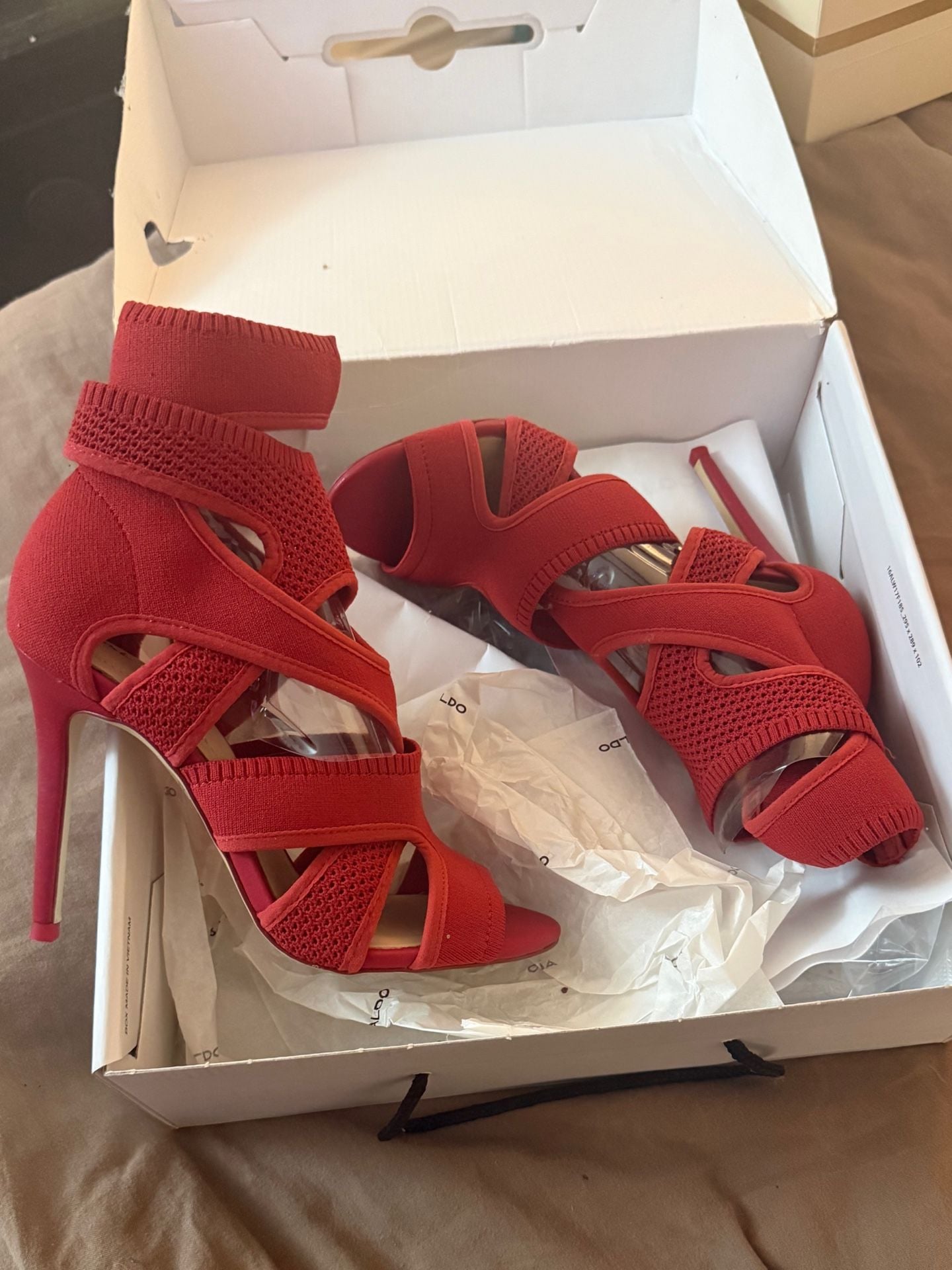 Aldo Traelian Red Fabric Stiletto Heeled Sandals 13