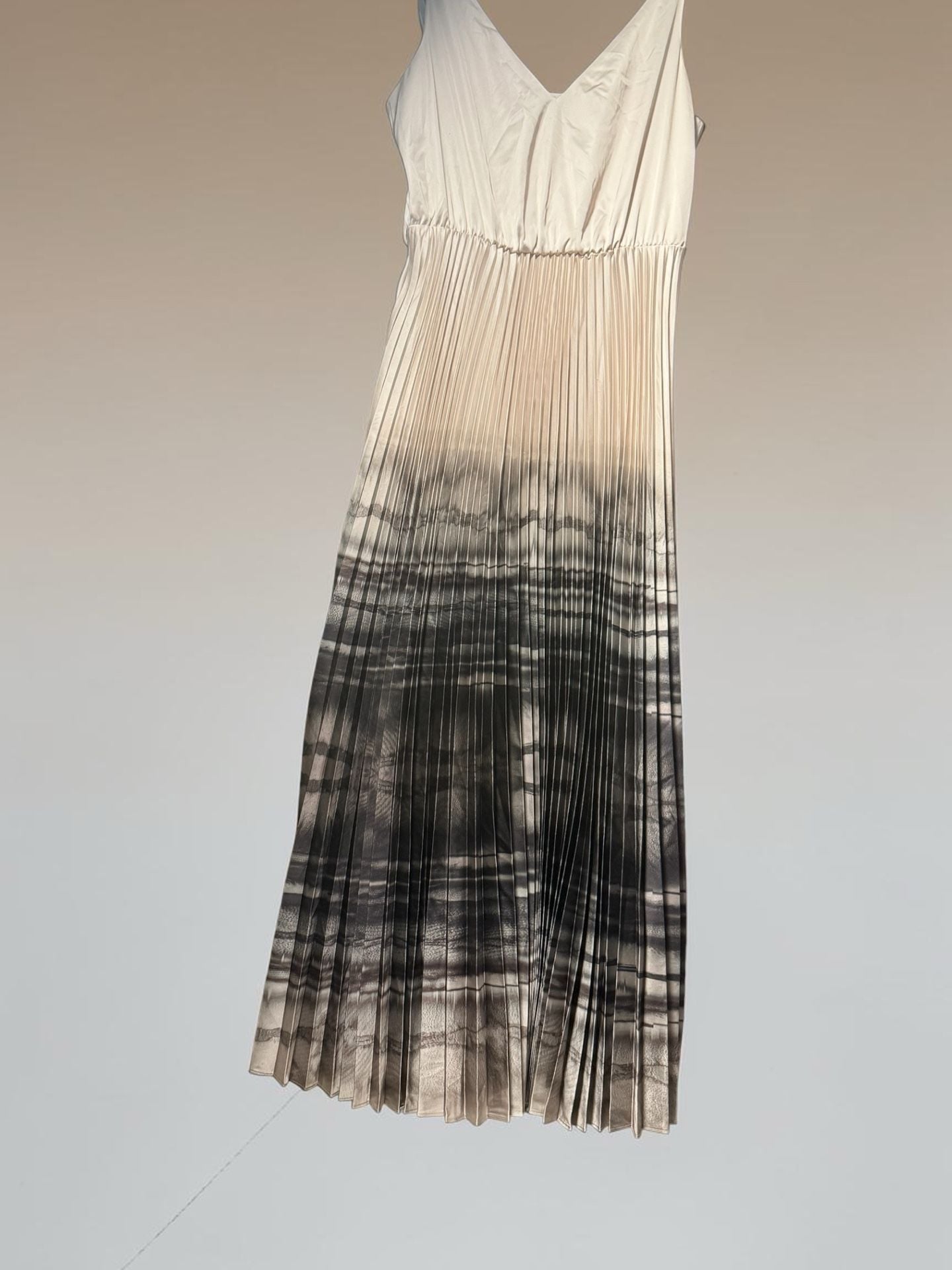 AllSaints Celilia Pleated Tie Dye Midi Dress Ecru White 6