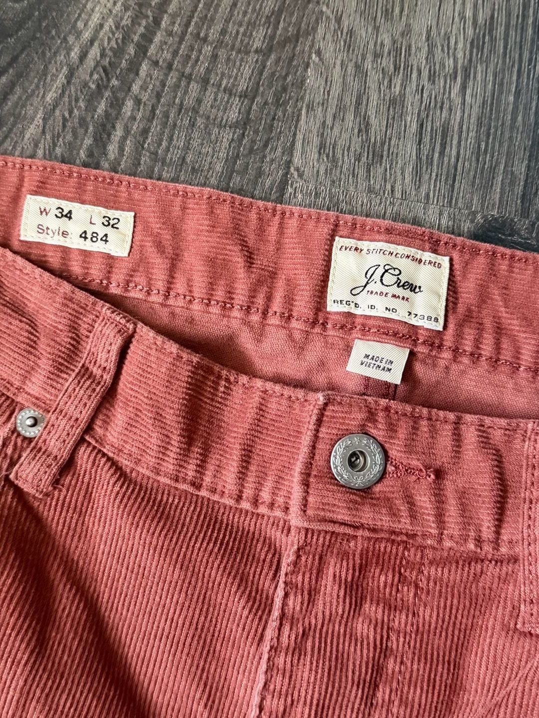 J.Crew 484 Slim-Fit Corduroy Pants Red Men's Size 34x32 5