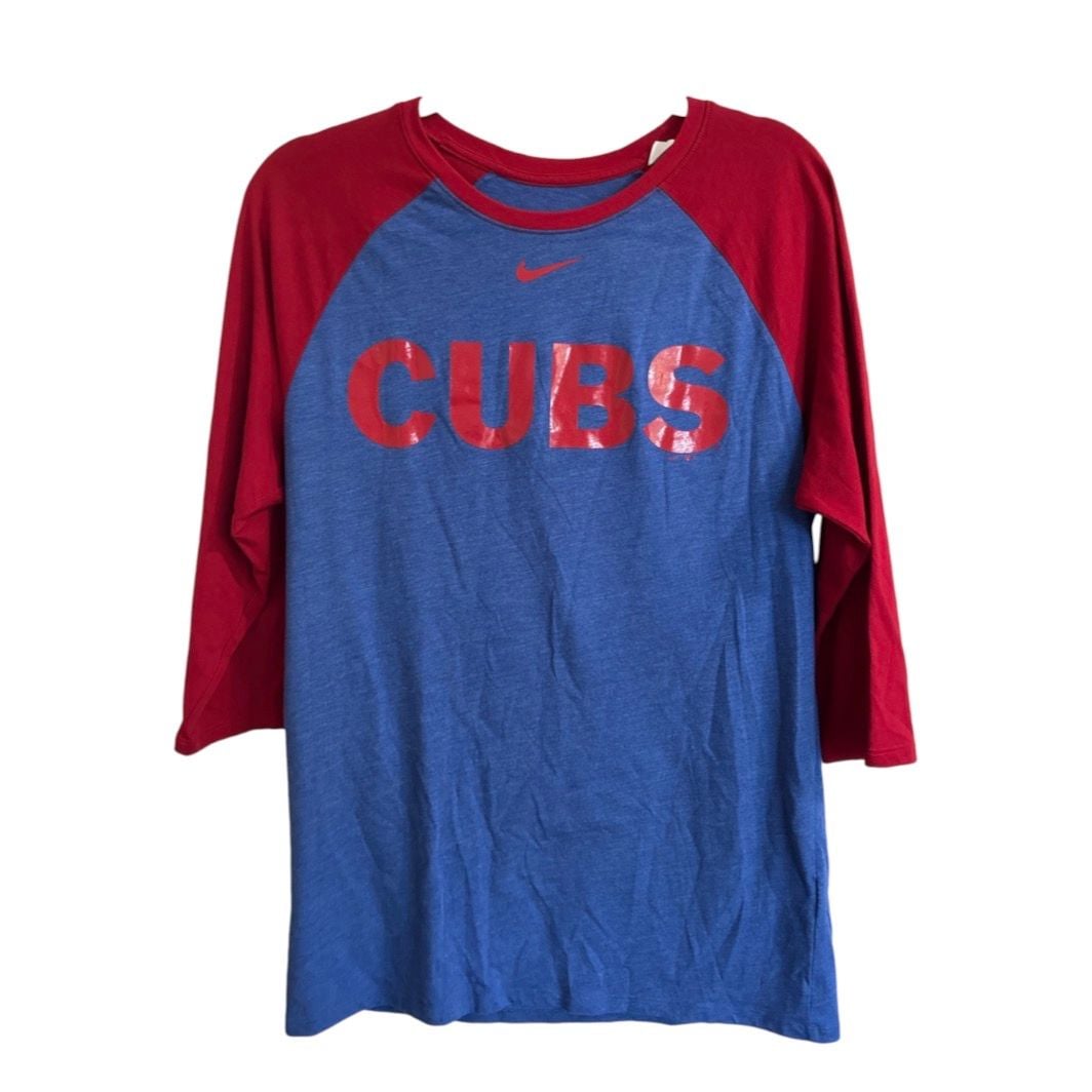 Nike Chicago Cubs MLB Tri-Blend 3/4 Sleeve Raglan Baseball T-Shirt 2