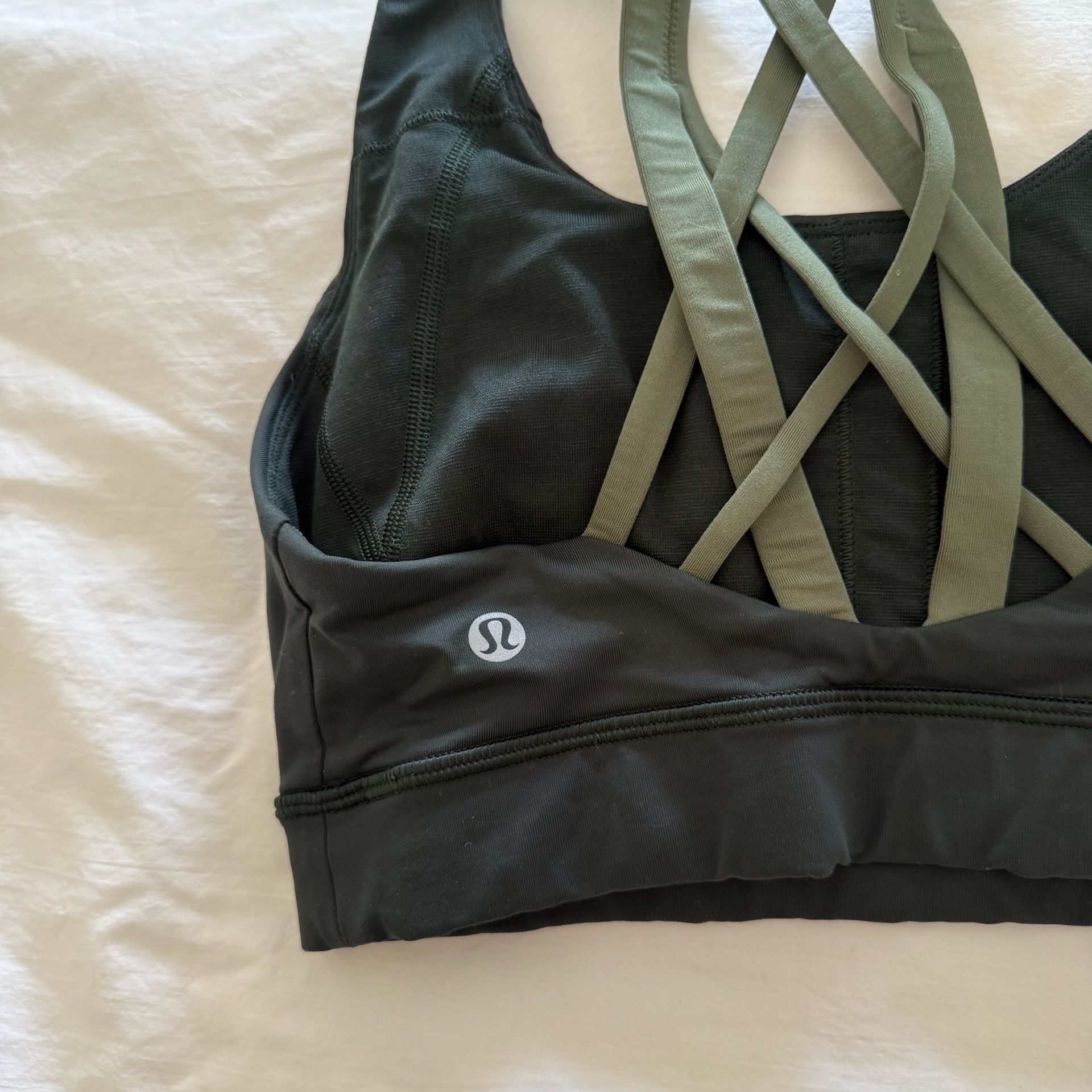 Lululemon Free to Be Elevated Sports Bra Black Green Size 4 5