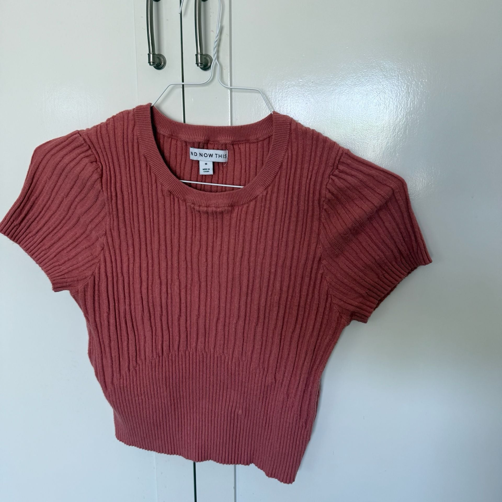 And Now This Ribbed Short Sleeve Puff Shoulder Crop Top 2
