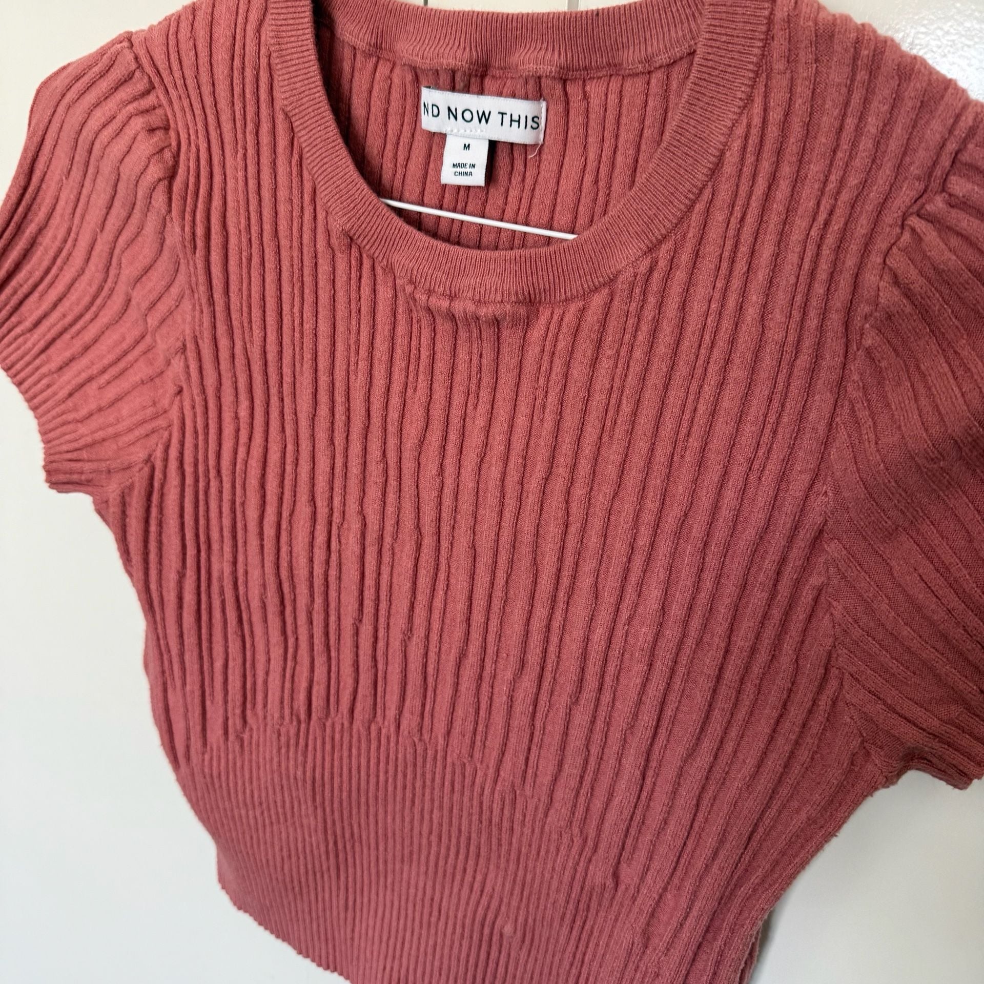 And Now This Ribbed Short Sleeve Puff Shoulder Crop Top 3