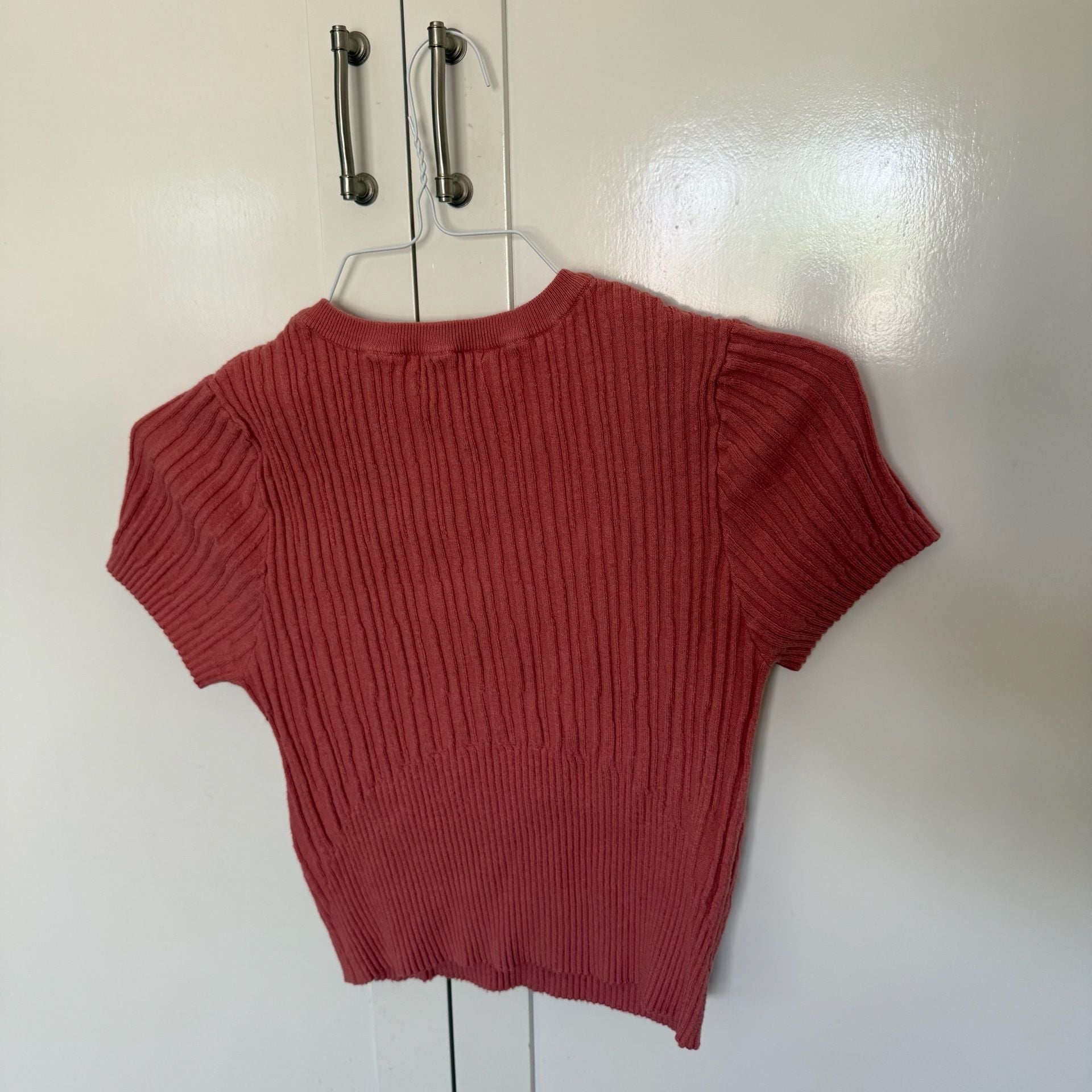 And Now This Ribbed Short Sleeve Puff Shoulder Crop Top 4