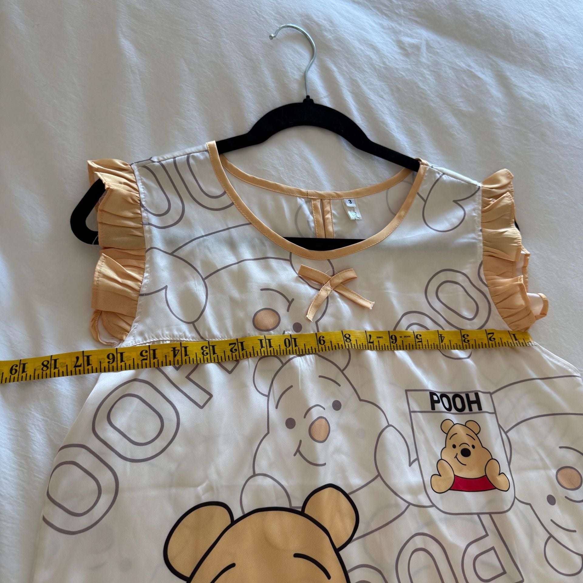 Disney Winnie the Pooh Satin Nightie Sleep Dress with Ruffle Sleeves 8