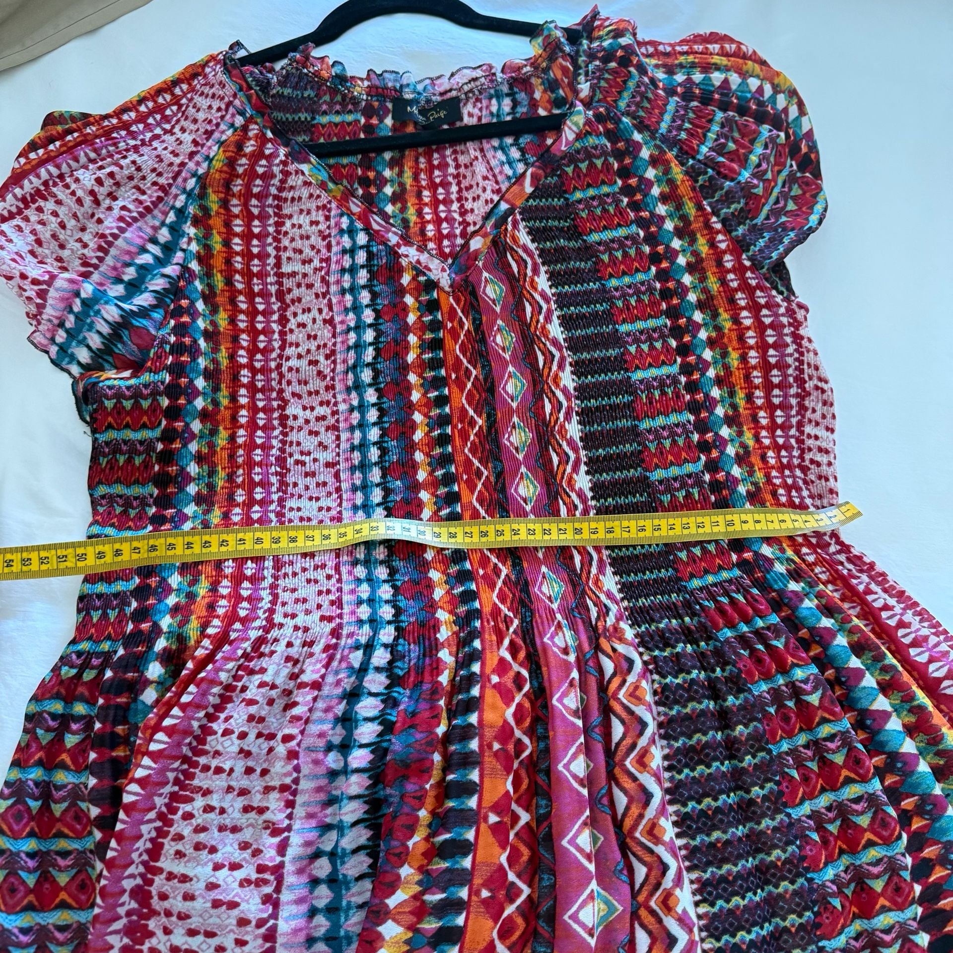 Melissa Paige Woman Boho Multi-Color Tribal Patchwork Print Blouse Tunic 2X 14