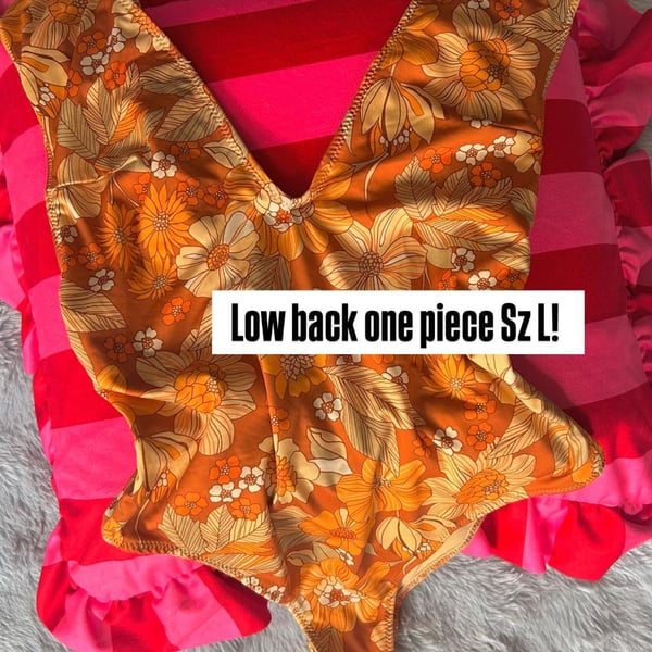 ZARA Orange Floral One Piece Swim Suit Size