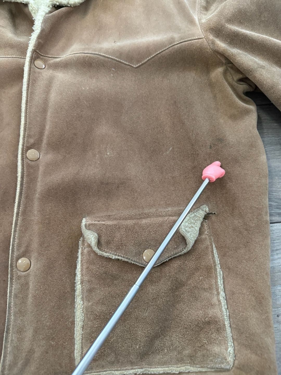 Knight n Squire Las Vegas Vintage Suede Sherpa Lined Western Jacket Size 40 15