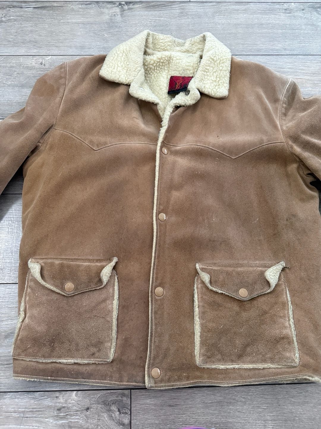 Knight n Squire Las Vegas Vintage Suede Sherpa Lined Western Jacket Size 40 18