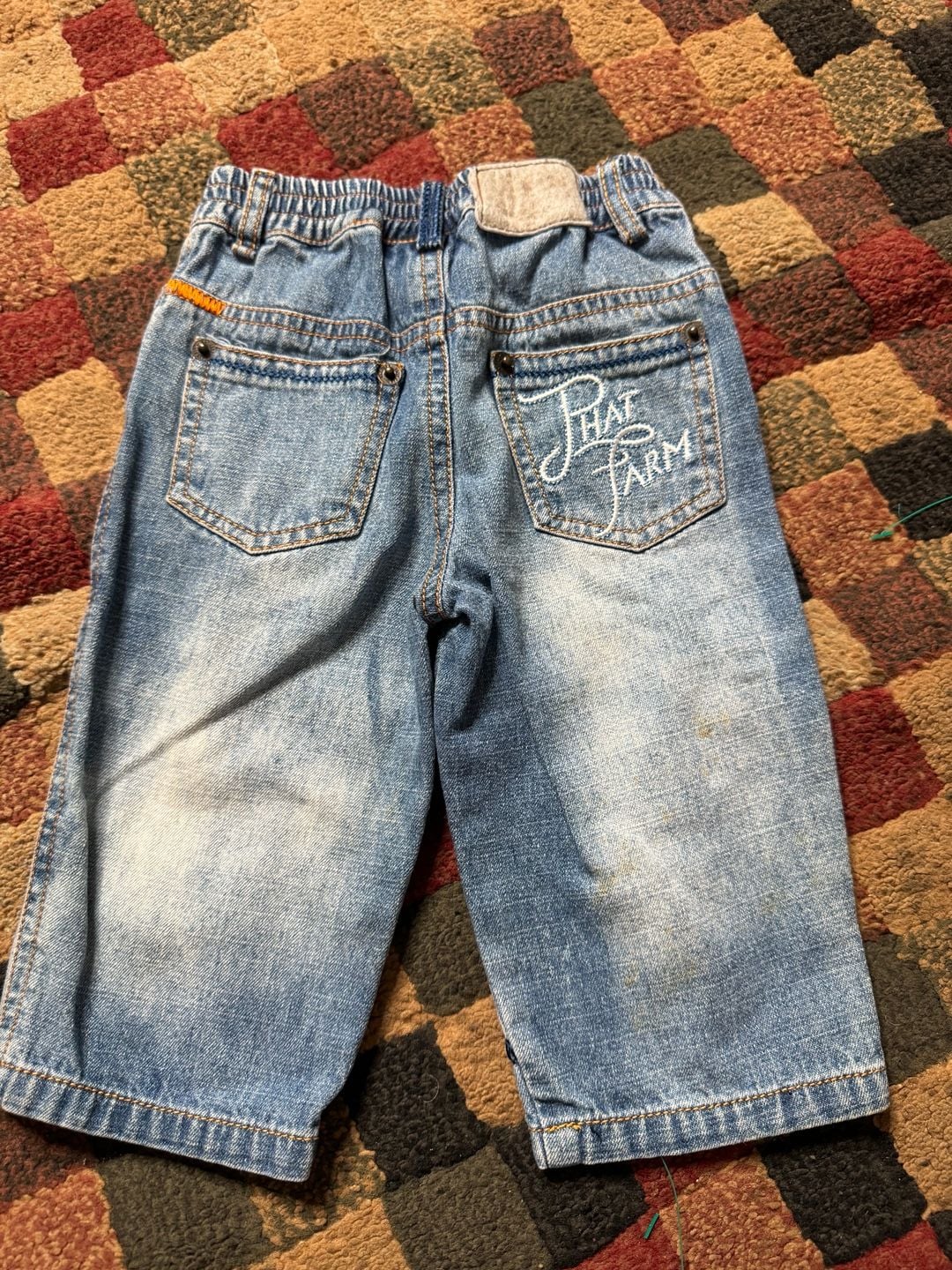 Phat Farm Baby Distressed Denim Jeans Embroidered Logo Size 0-6M 2
