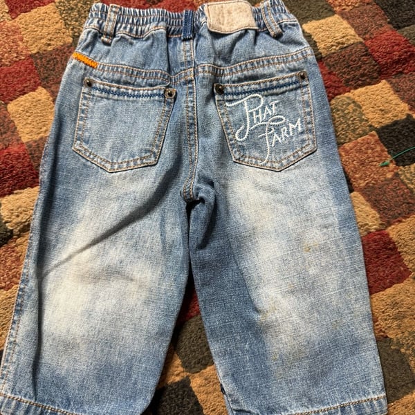 Phat Farm Baby Distressed Denim Jeans Embroidered Logo Size 0-6M