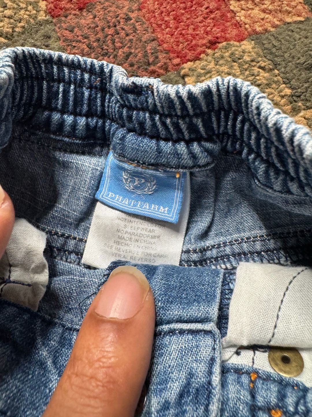 Phat Farm Baby Distressed Denim Jeans Embroidered Logo Size 0-6M 5