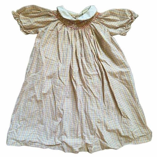 The Smockery Multi-Color Gingham Smocked Bishop Dress Style 325 Size 3T