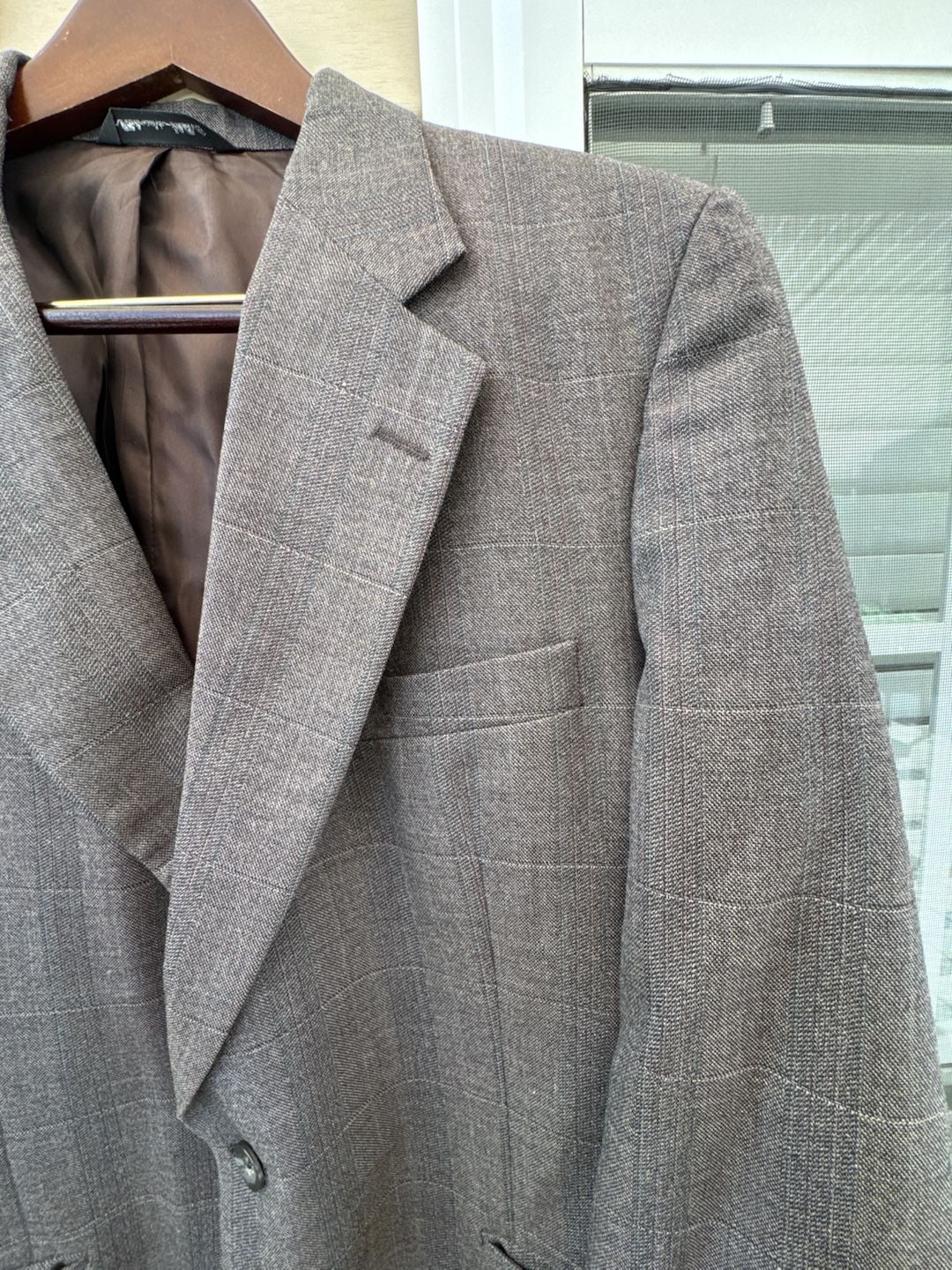 Kingsridge Mens 2 Button Blazer Jacket Brown Glen Plaid Custom Suit Coat 44S
Kingsride David Allen Vintage Brown Glen Plaid Wool Blazer Sport Coat Mens 6