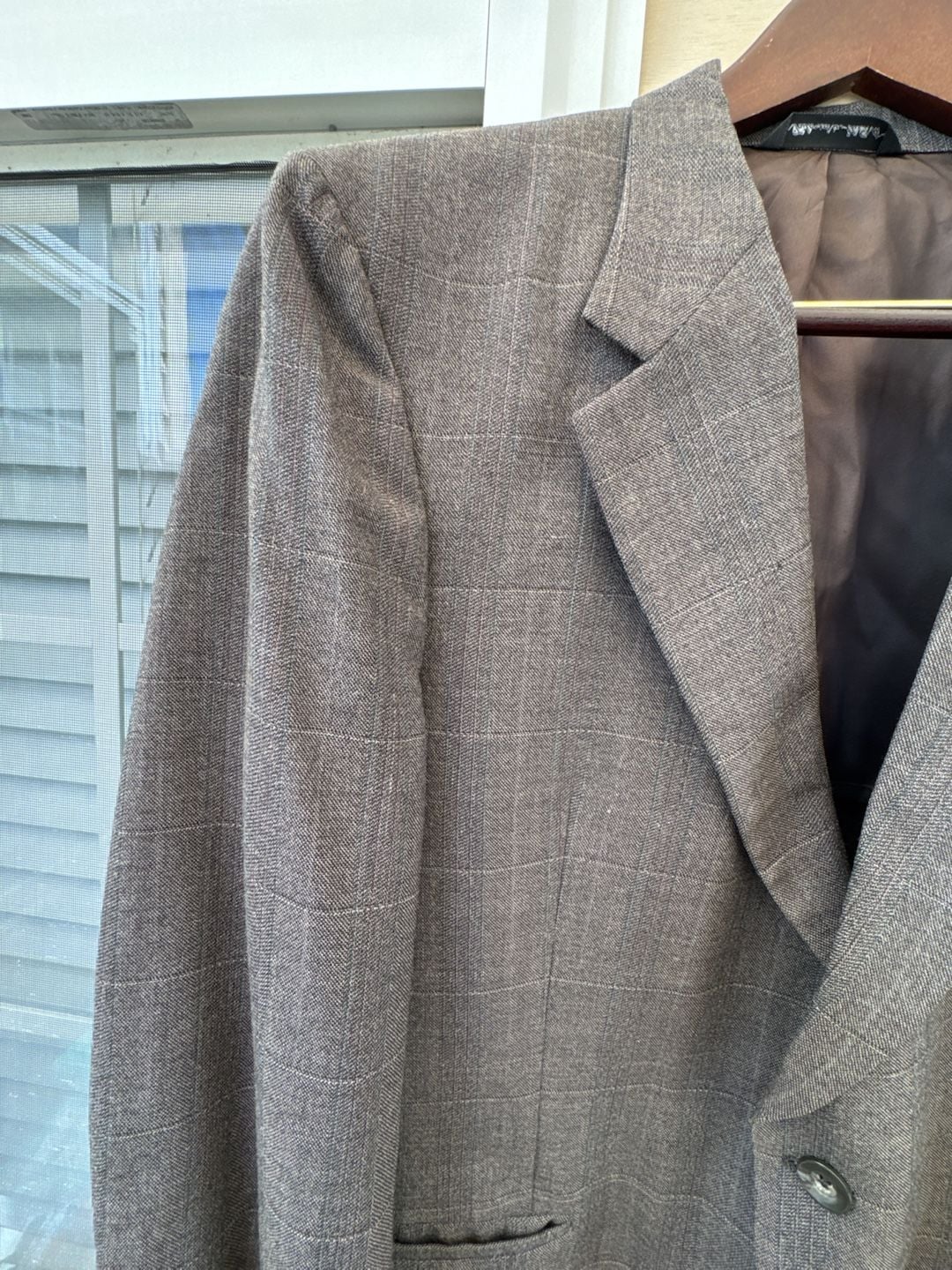 Kingsridge Mens 2 Button Blazer Jacket Brown Glen Plaid Custom Suit Coat 44S
Kingsride David Allen Vintage Brown Glen Plaid Wool Blazer Sport Coat Mens 7