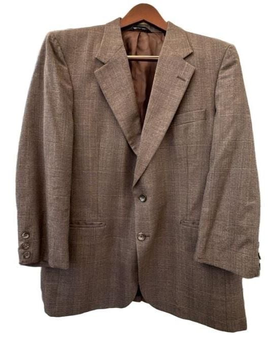 Kingsridge Mens 2 Button Blazer Jacket Brown Glen Plaid Custom Suit Coat 44S
Kingsride David Allen Vintage Brown Glen Plaid Wool Blazer Sport Coat Mens 2