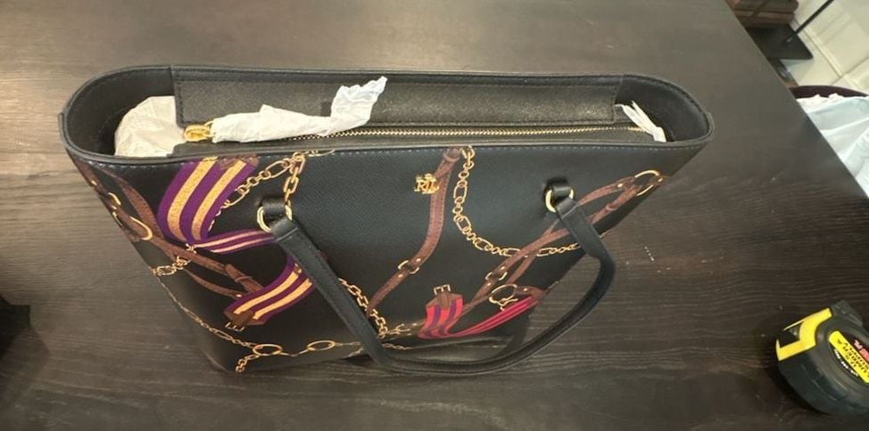 Ralph Lauren Black Equestrian Chain Print Tote Bag NEW W/ Tags Karly bag medium 7