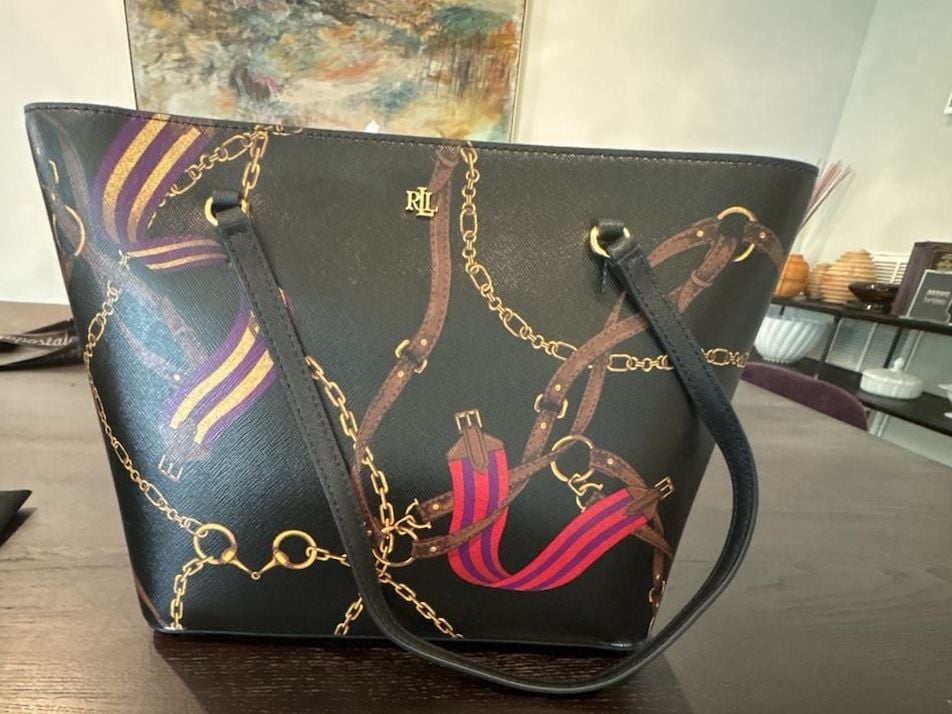 Ralph Lauren Black Equestrian Chain Print Tote Bag NEW W/ Tags Karly bag medium 6