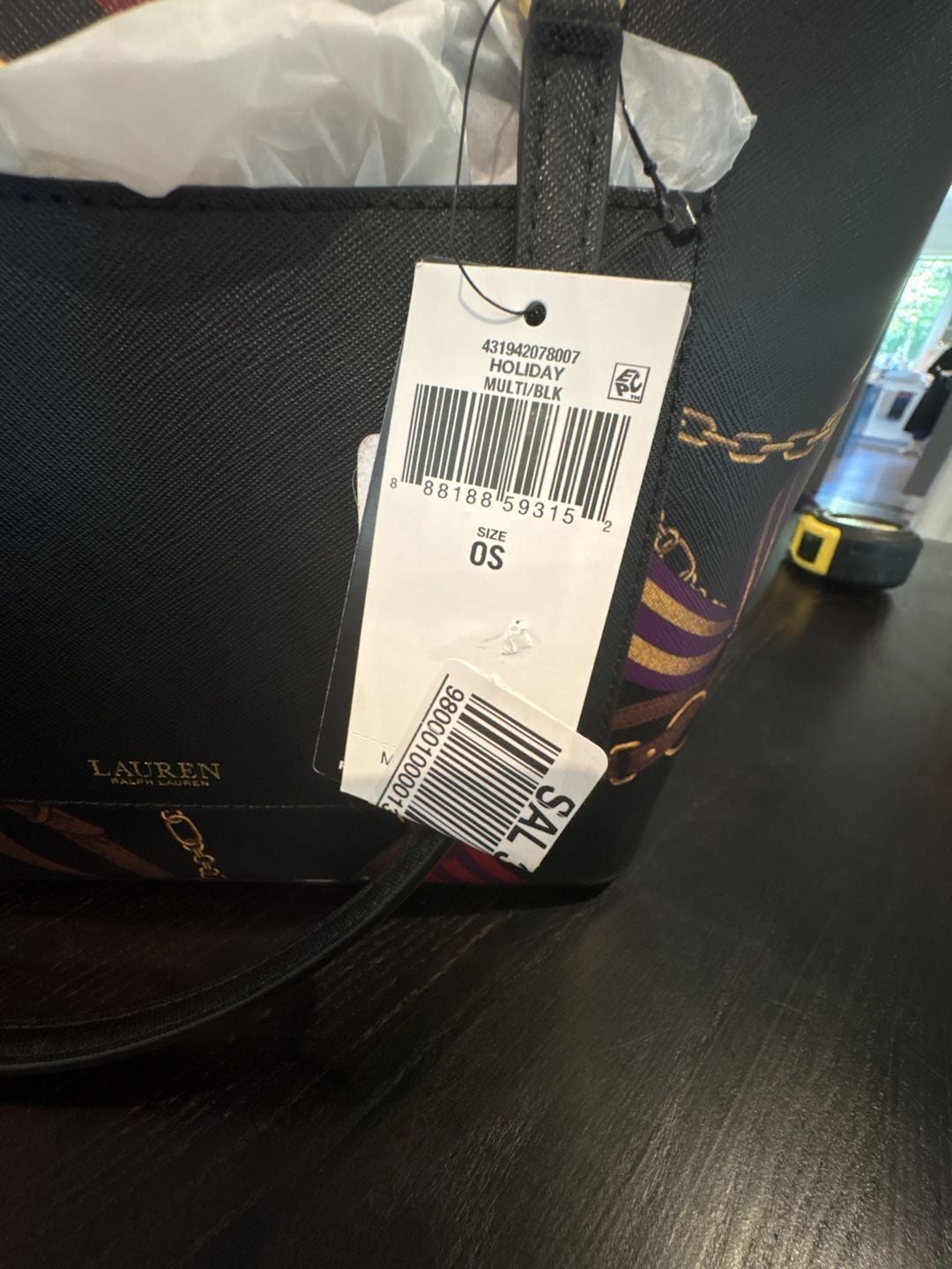 Ralph Lauren Black Equestrian Chain Print Tote Bag NEW W/ Tags Karly bag medium 10