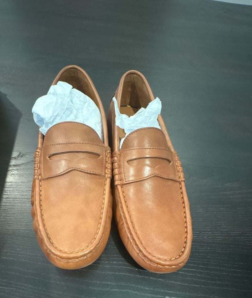 Polo Ralph Lauren Men's Brown Leather Penny Loafers Driving Shoes cognac size 10 5