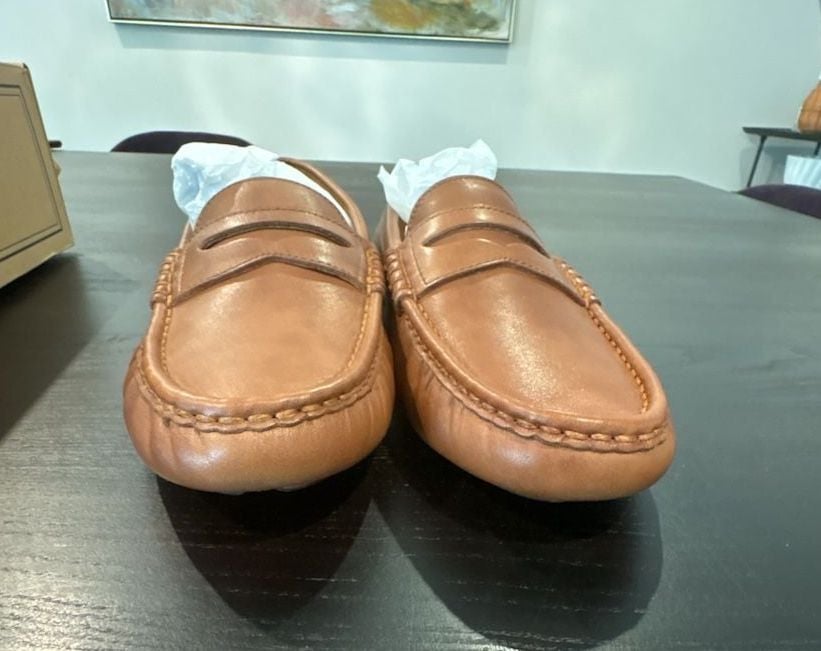 Polo Ralph Lauren Men's Brown Leather Penny Loafers Driving Shoes cognac size 10 8