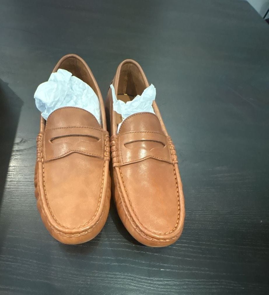 Polo Ralph Lauren Men's Brown Leather Penny Loafers Driving Shoes cognac size 10 7