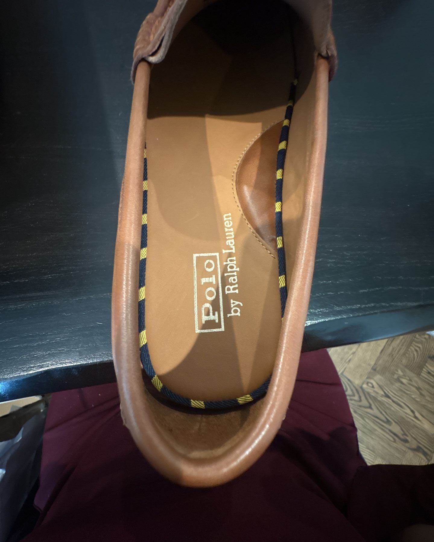 Polo Ralph Lauren Men's Brown Leather Penny Loafers Driving Shoes cognac size 10 12