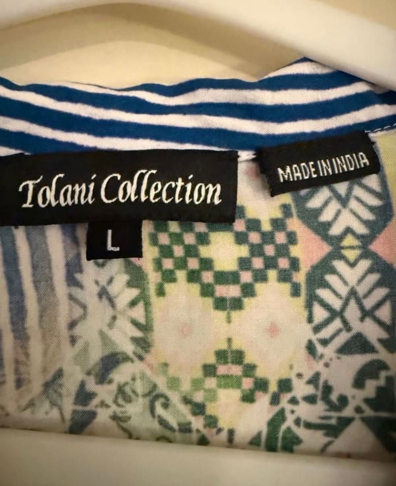 Tolani Collection Patchwork Paisley Print Blouse Size Large Boho Made in India
4