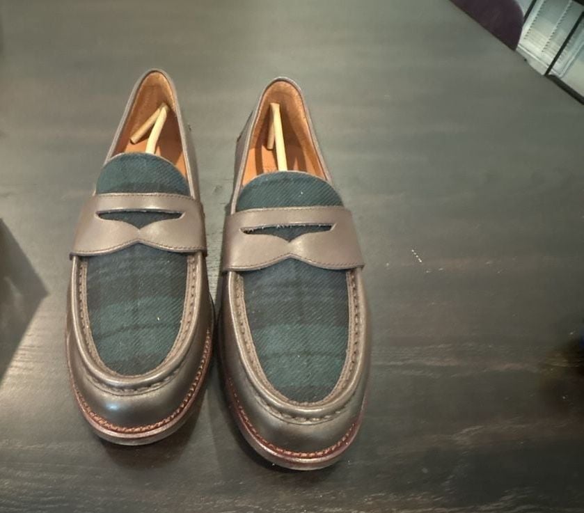 Polo Ralph Lauren Men's Alston Brown Leather & Plaid Penny Loafers NEW Size 12 4