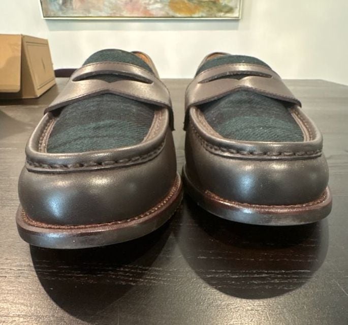 Polo Ralph Lauren Men's Alston Brown Leather & Plaid Penny Loafers NEW Size 12 5