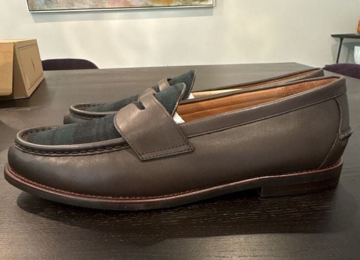 Polo Ralph Lauren Men's Alston Brown Leather & Plaid Penny Loafers NEW Size 12 8