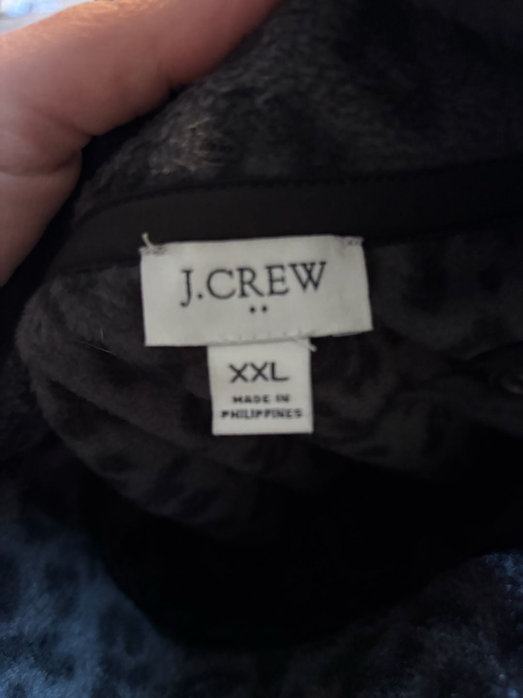 J. Crew Womens Gray Leopard Print Sherpa Quilted Snap Pullover Sweatshirt XXL 3