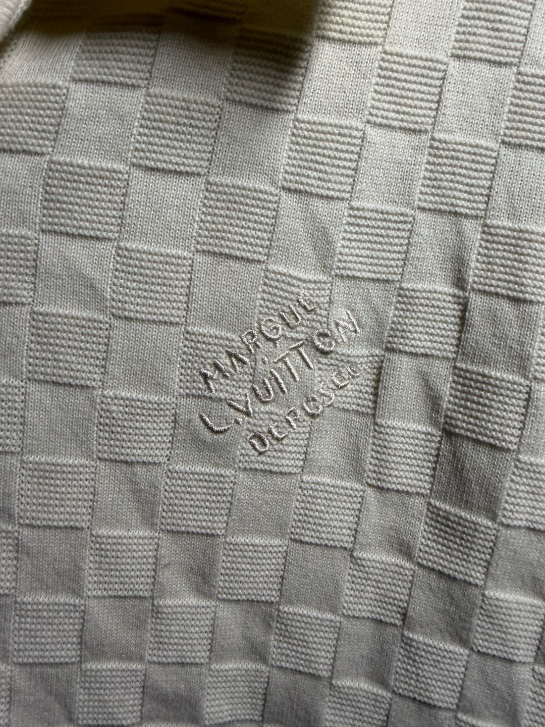 Louis Vuitton Ivory Damier Jacquard Knit Polo Shirt XL 6