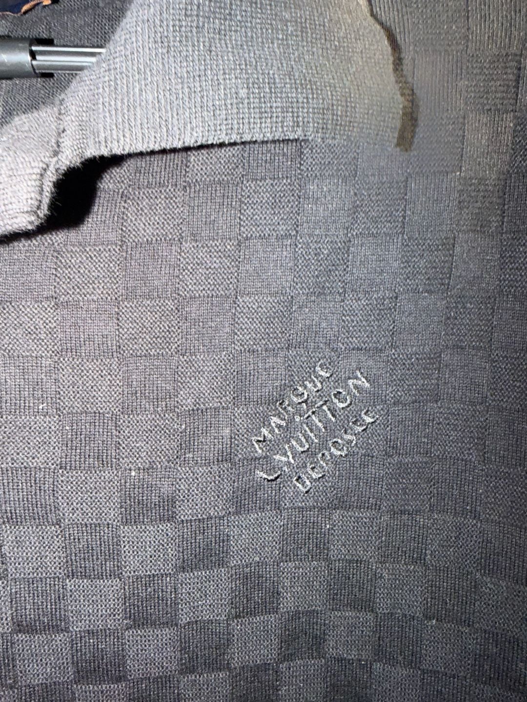 Louis Vuitton Black Damier Textured Knit Polo Shirt 7