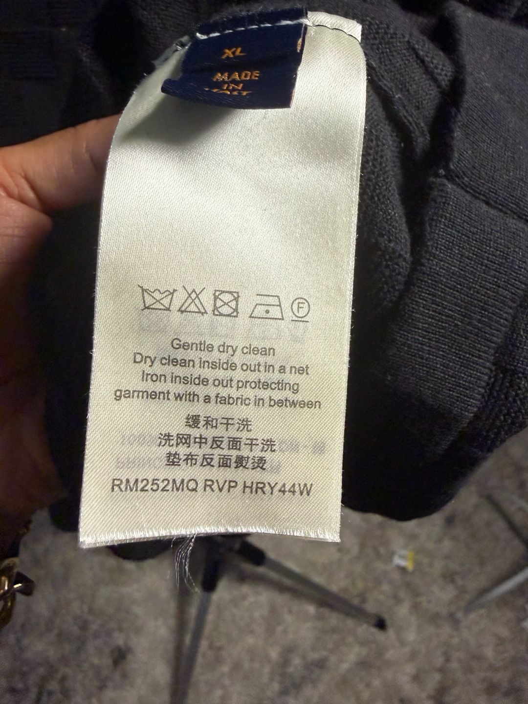 Louis Vuitton Black Damier Textured Knit Polo Shirt 10