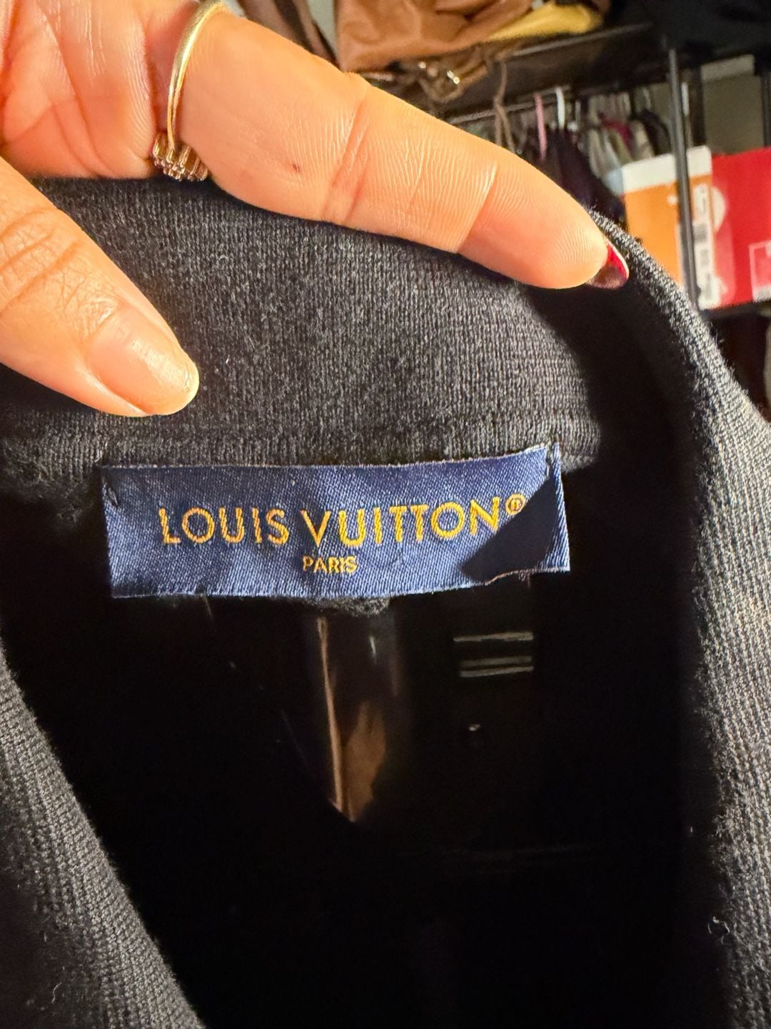 Louis Vuitton Black Damier Textured Knit Polo Shirt 11