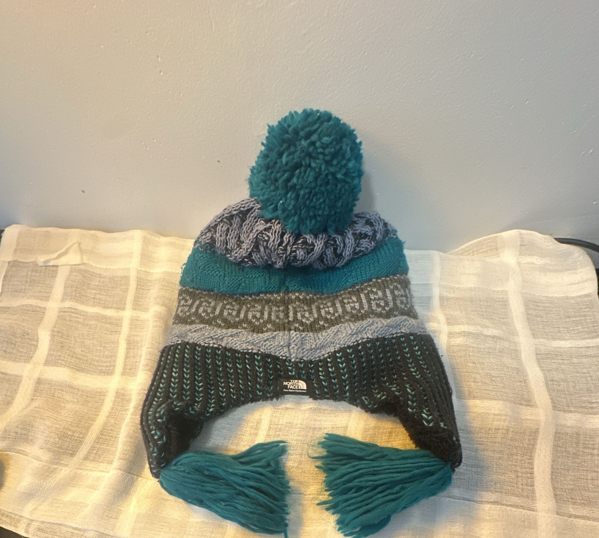 The North Face Fair Isle Earflap Beanie Hat Pom Pom 2