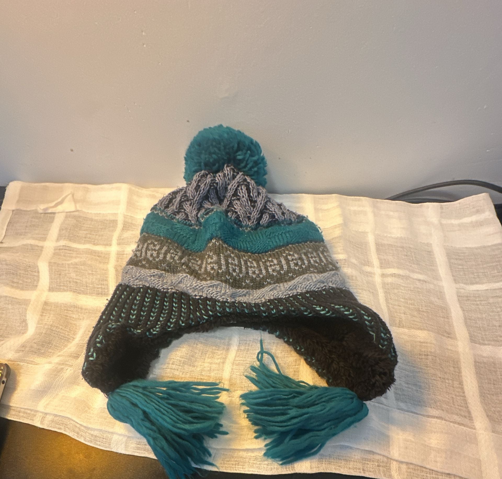 The North Face Fair Isle Earflap Beanie Hat Pom Pom 3