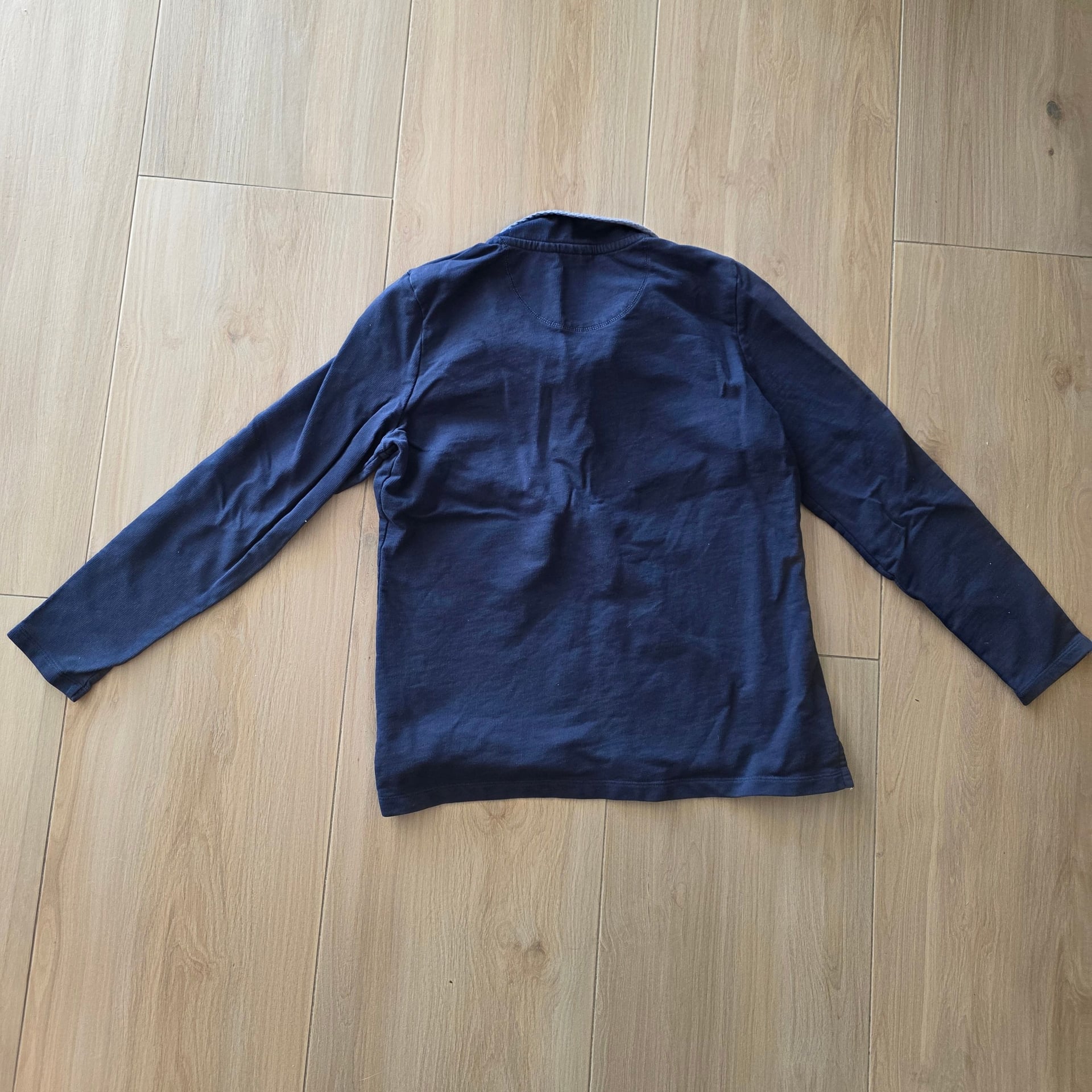 L.L. Bean Navy Blue Long Sleeve Quarter Button Pullover Sweatshirt Shirt 6