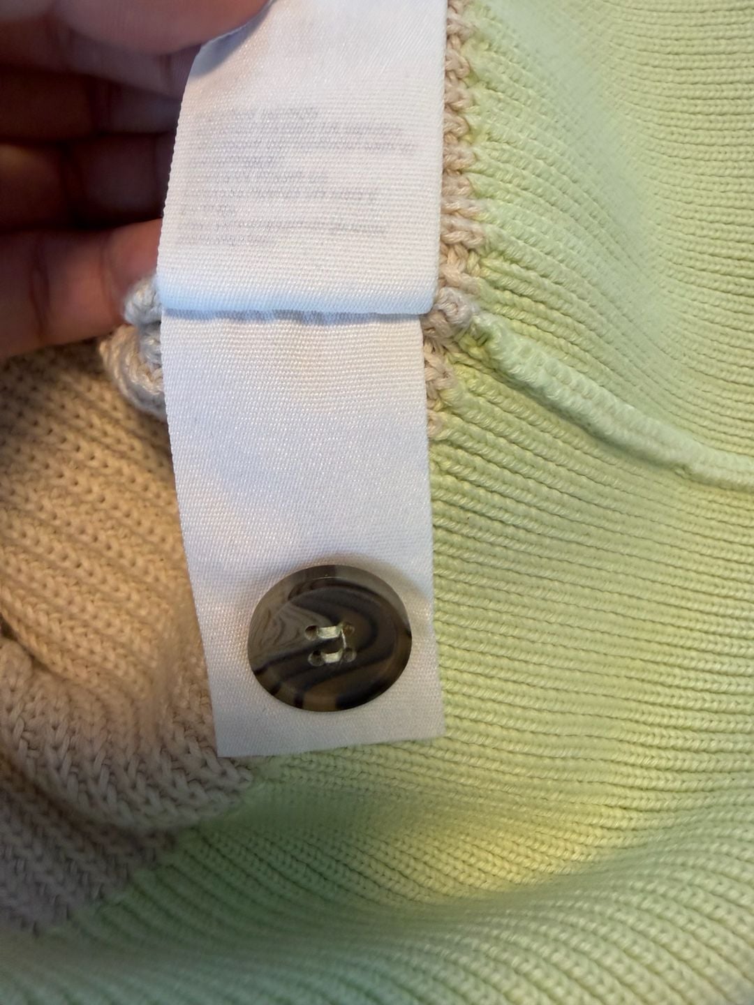 COS Cotton Ribbed Knit Colorblock Cardigan Sweater Green Cream Size S 8